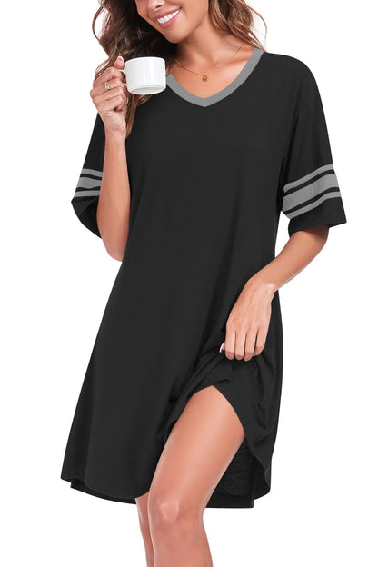 REGAI Women's Nightgowns Short Sleeve Soft Sleepshirt