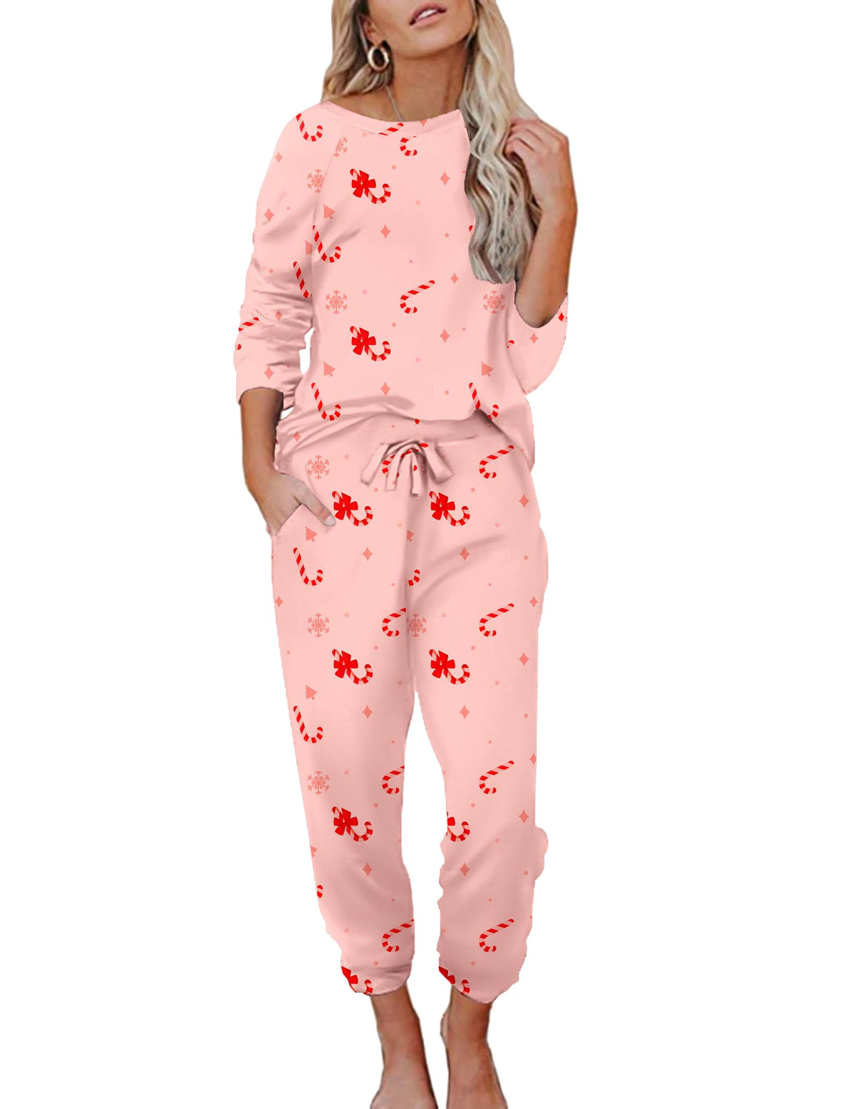 Ekouaer Womens Pajamas Set Long Sleeve Loungewear Soft Joggers with Pockets
