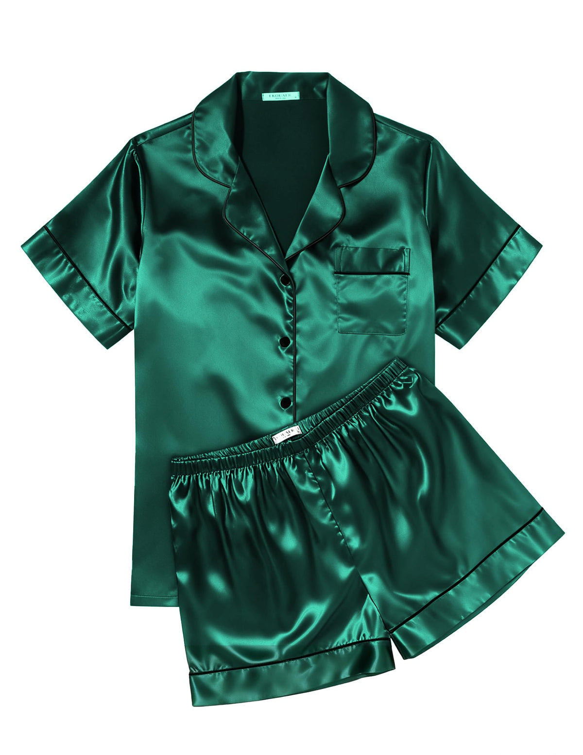 Ekouaer Womens Silk Satin Pajama Sets Soft Short Sleeve Button Up Sleepwear