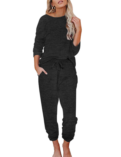 Ekouaer Womens Pajamas Set Long Sleeve Loungewear Soft Joggers with Pockets