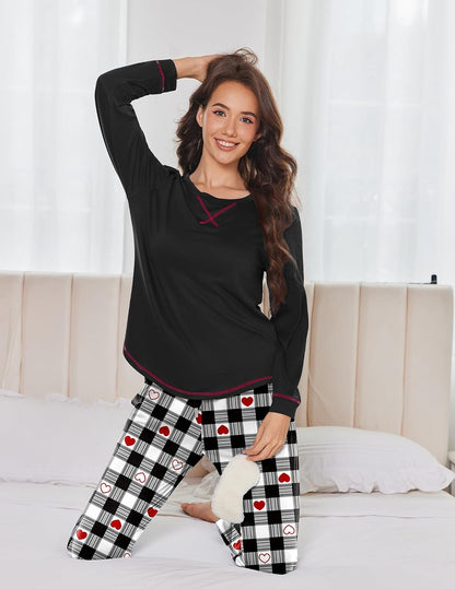 Ekouaer Pajamas for Women Set Long Sleeve Top and Jogger Pants Lounge Sets