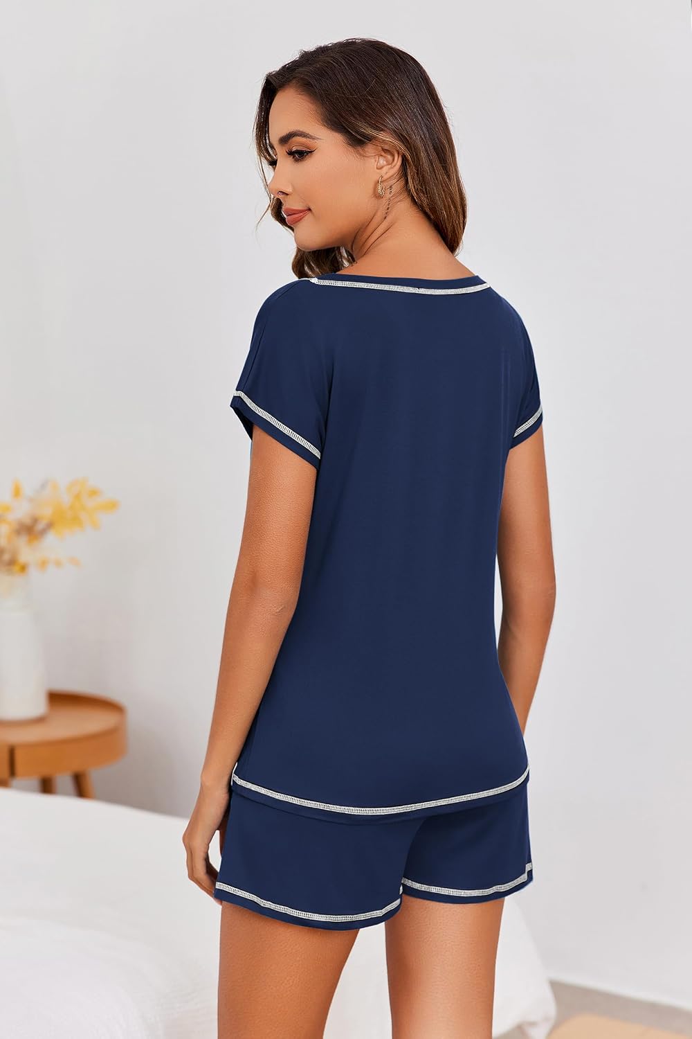 Ekouaer Womens Pajama Sets 2 Piece Pjs Short Sleeve Top and Shorts