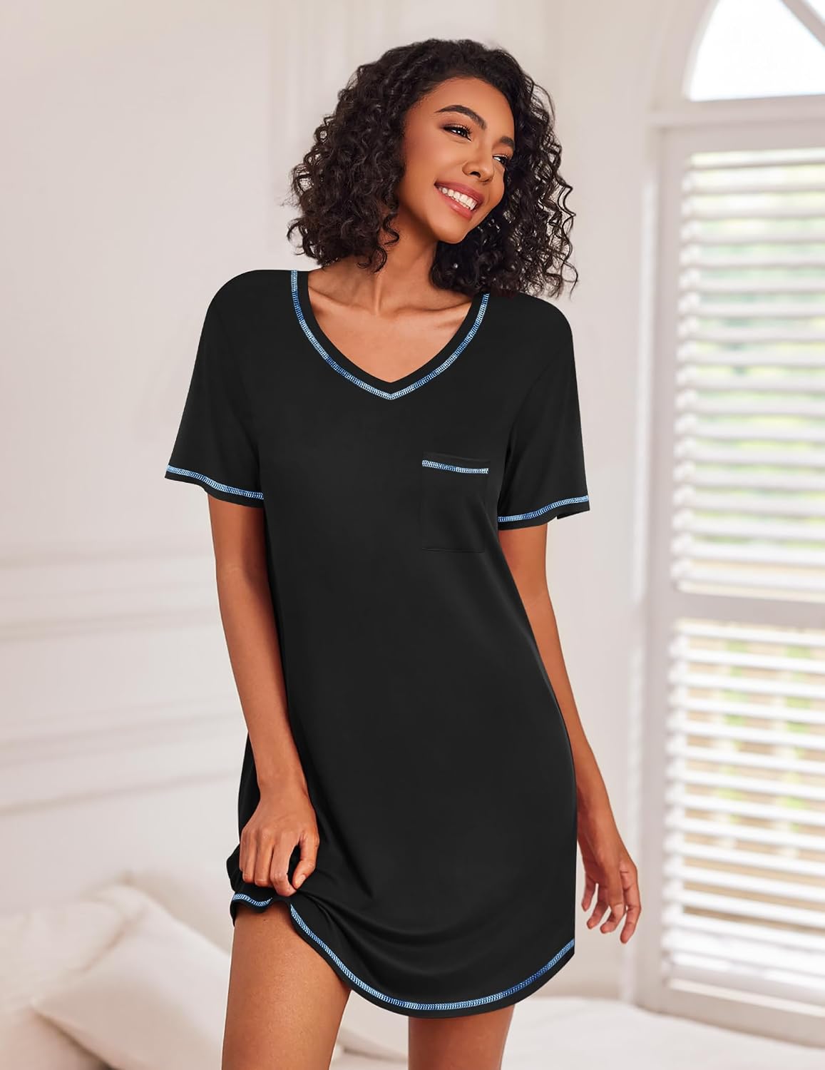 Ekouaer 3 Pack Nightgowns for Women Short Sleeve Sleep Shirt Soft Sleepwear