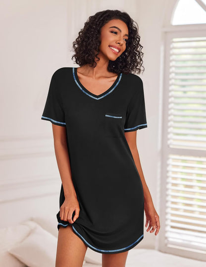Ekouaer 3 Pack Nightgowns for Women Short Sleeve Sleep Shirt Soft Sleepwear