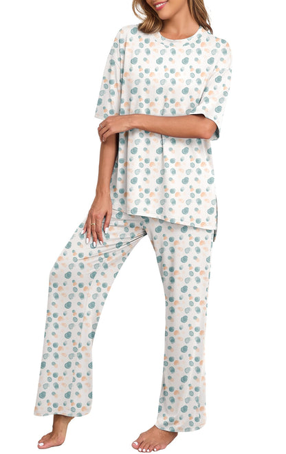 PrinStory Pajamas for Women Soft Pjs Lounge Set S-4XL