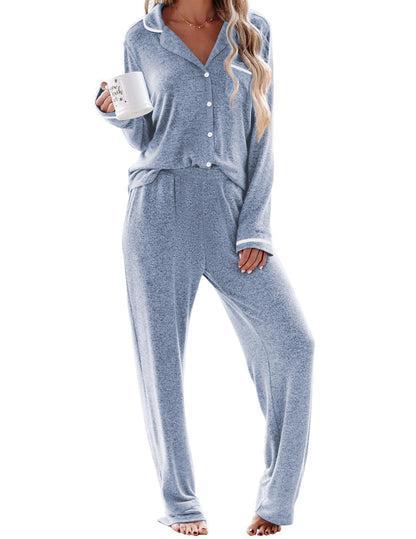 Ekouaer Womens Pajama Sets Long Sleeve Button Down 2 Piece Lounge Set