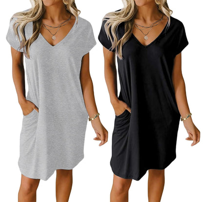 Ekouaer Womens 2 Pack Nightgown with Pockets Short Sleeve Night Shirts