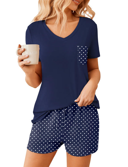 Ekouaer Womens Pajama Sets Shorts Soft 2 Piece Lounge Set with Chest Pocket