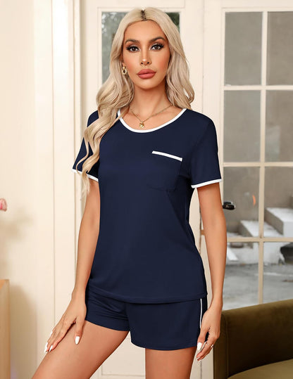 Ekouaer Pajamas for Womens Set 2 Piece Soft Sleepwear, Chest Pocket