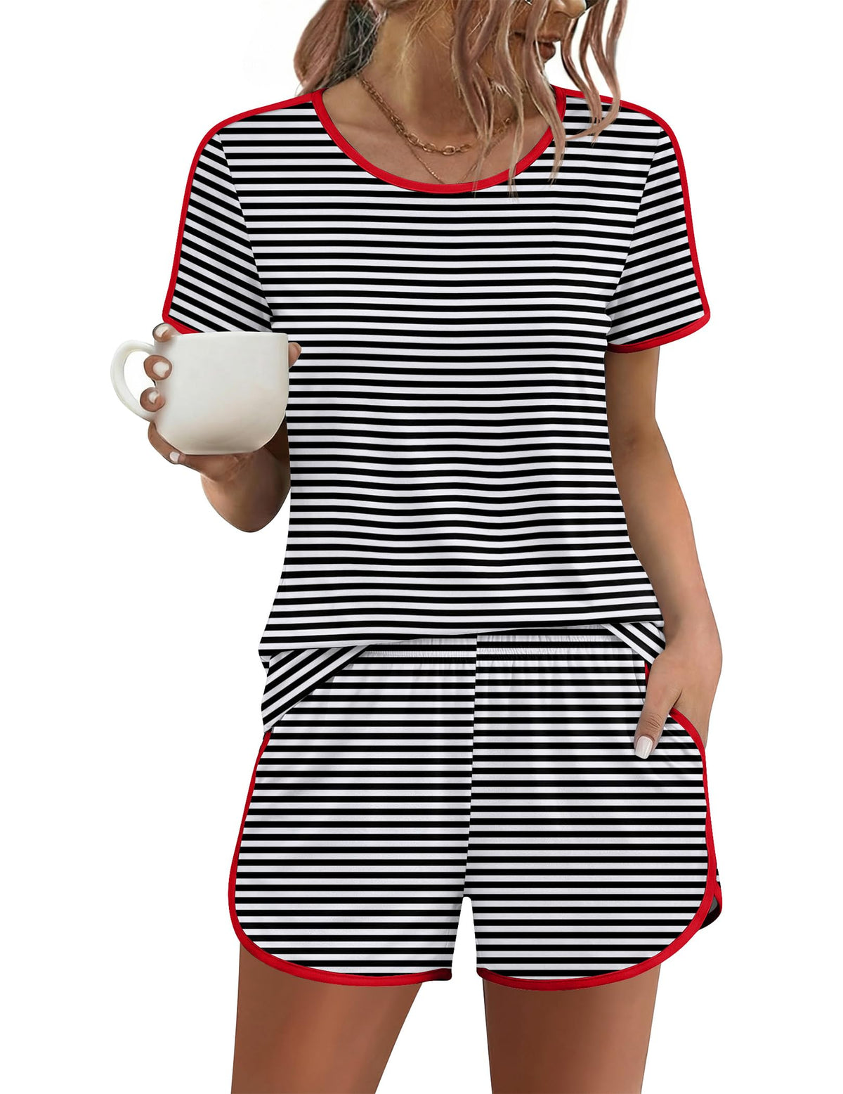 Ekouaer Womens Pajama Sets 2 Piece Soft Sleepwear Summer Lounge Sets S-XXL