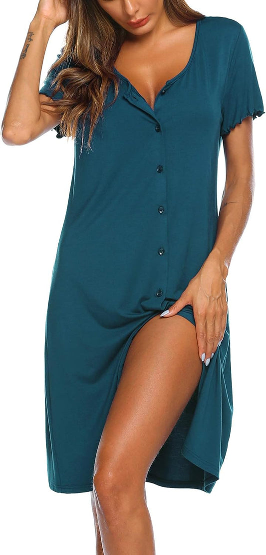Ekouaer Button Down Night Gowns for Women Sleepshirt Pajama Dress Sleepwear