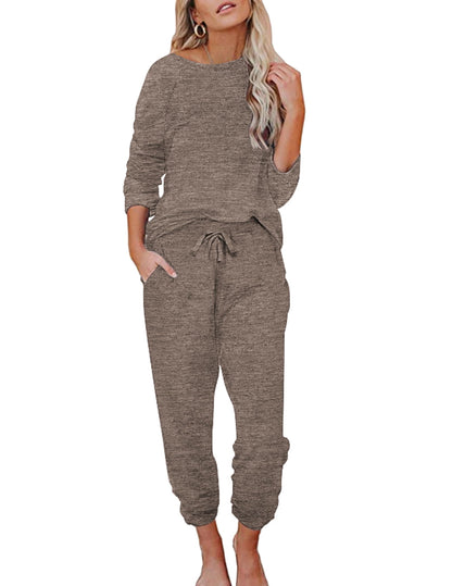 Ekouaer Womens Pajamas Set Long Sleeve Loungewear Soft Joggers with Pockets