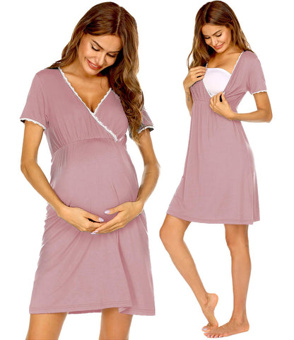 Ekouaer Nursing Nightgown Labor and Delivery Gown Dress Maternity Pajamas