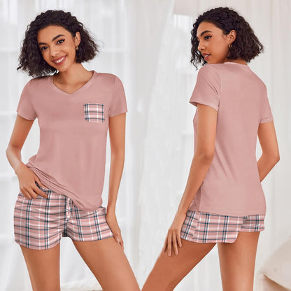 Ekouaer Womens Pajama Sets Shorts Soft 2 Piece Lounge Set with Chest Pocket