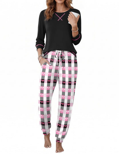 Ekouaer Pajamas for Women Set Long Sleeve Top and Jogger Pants Lounge Sets