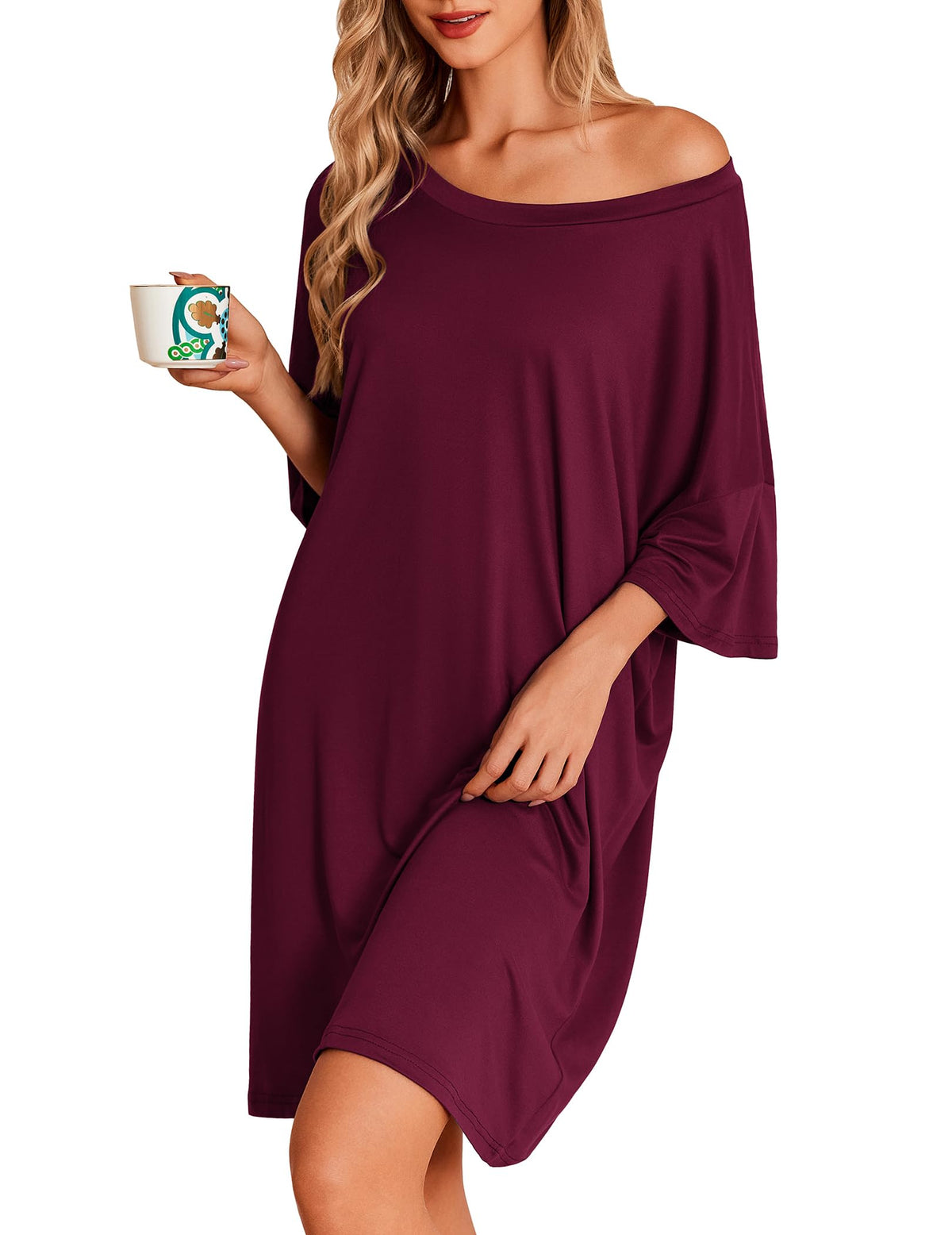 Ekouaer Plus Size Nightgown for Women Oversized Sleep Shirt Sleepwear S-5XL
