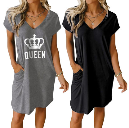 Ekouaer Womens 2 Pack Nightgown with Pockets Short Sleeve Night Shirts