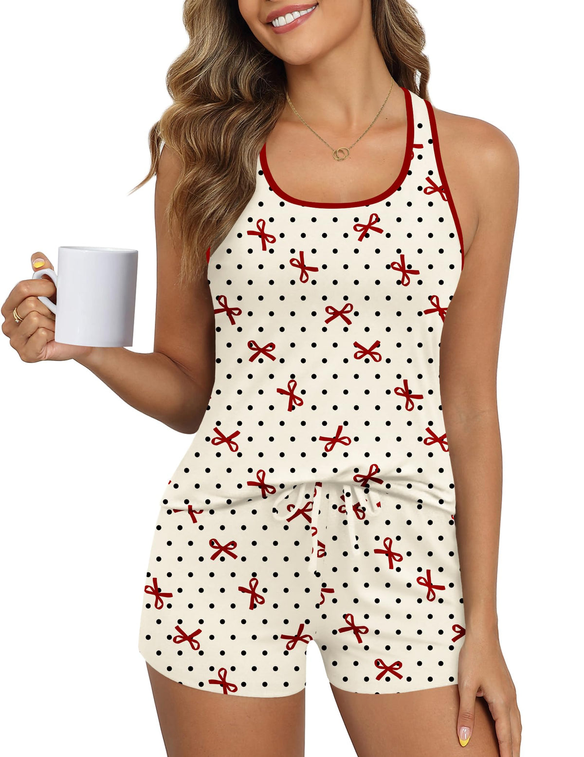 Ekouaer Womens Tank Top Pajama Set Sleeveless Sleepwear Cami and Shorts Pjs
