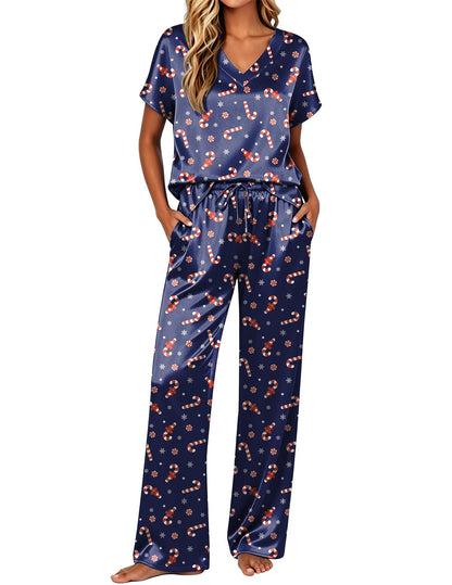 Ekouaer Womens Silk Pajamas Set 2 Piece Satin Pjs Cap Sleeve Loungewear