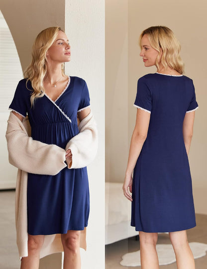 Ekouaer Nursing Nightgown Labor and Delivery Gown Dress Maternity Pajamas