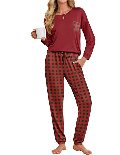 Ekouaer Womens Pajama Sets Long Sleeve Pjs Lounge Sets Joggers with Pockets