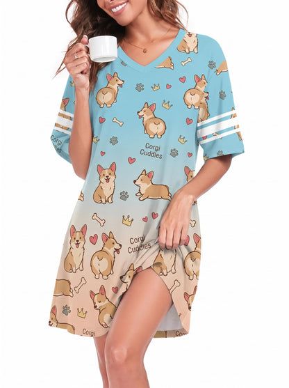 REGAI Women's Nightgowns Short Sleeve Soft Sleepshirt