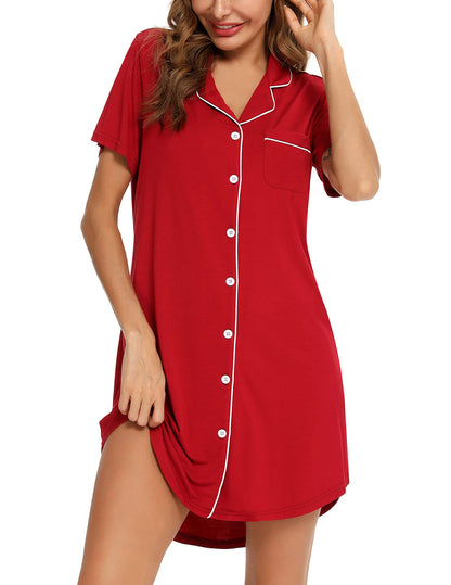 Senert Nightgowns for Women Button Down Sleeve Sleep Shirt Night Gowns