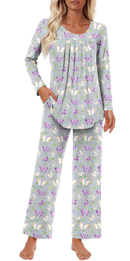 Findsweet Pajama Sets Women 2 Piece Long Sleeve Lounge Pj Sets Fall Outfits