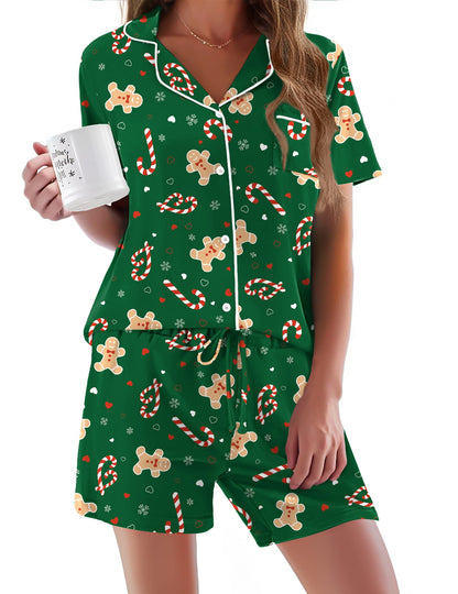 Ekouaer Pajamas Set for Women Short Sleeve Sleepwear Button Down Pj XS-XXXL