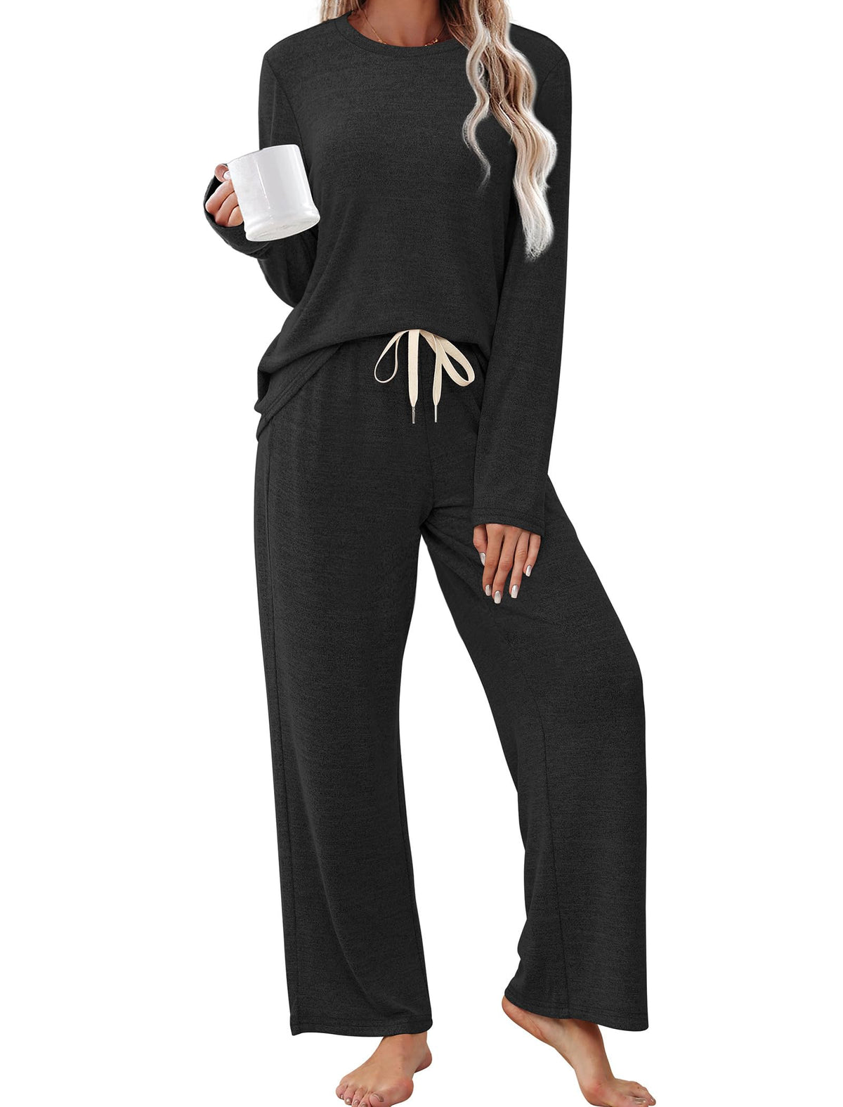 SAMPEEL Pajamas for Women Set Comfy Lounge Sets Two Piece Long Sleeve Cute Pjs Soft Sleepwear Winter Clothing