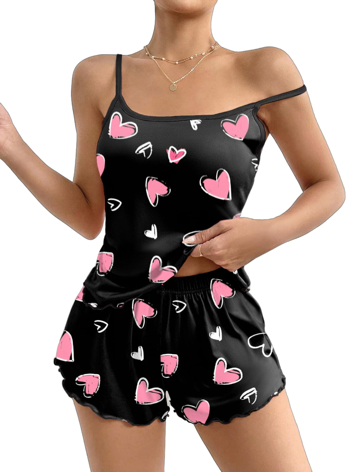 Ekouaer Womens Cami Pajama Set Cute Printed Camisole Shorts Sleepwear