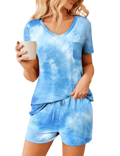 Ekouaer Womens Pajama Sets Shorts Soft 2 Piece Lounge Set with Chest Pocket