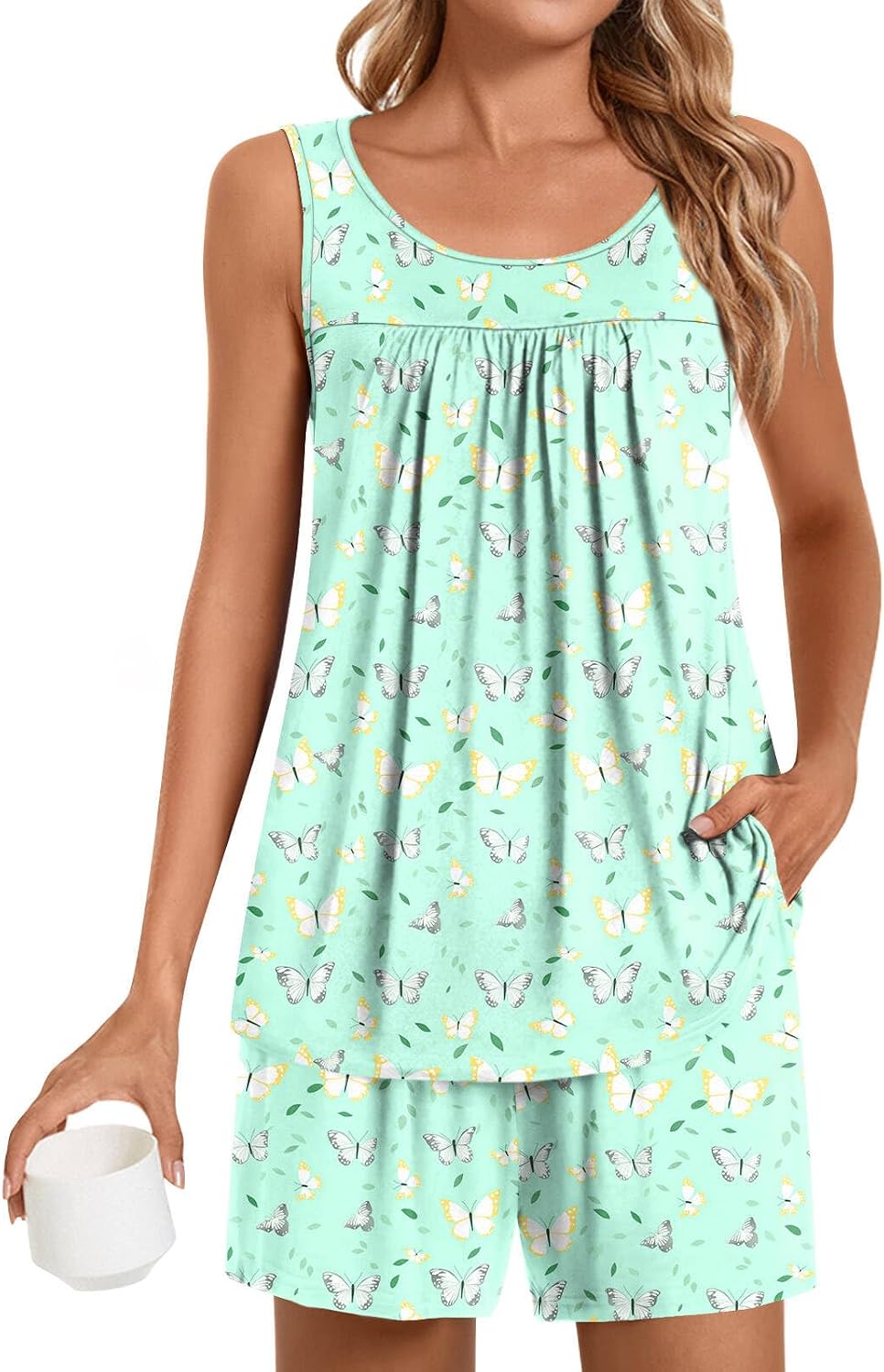 POPYOUNG Pajama Set for Women Summer 2 Piece Lounge Shorts Sets Sleepwear