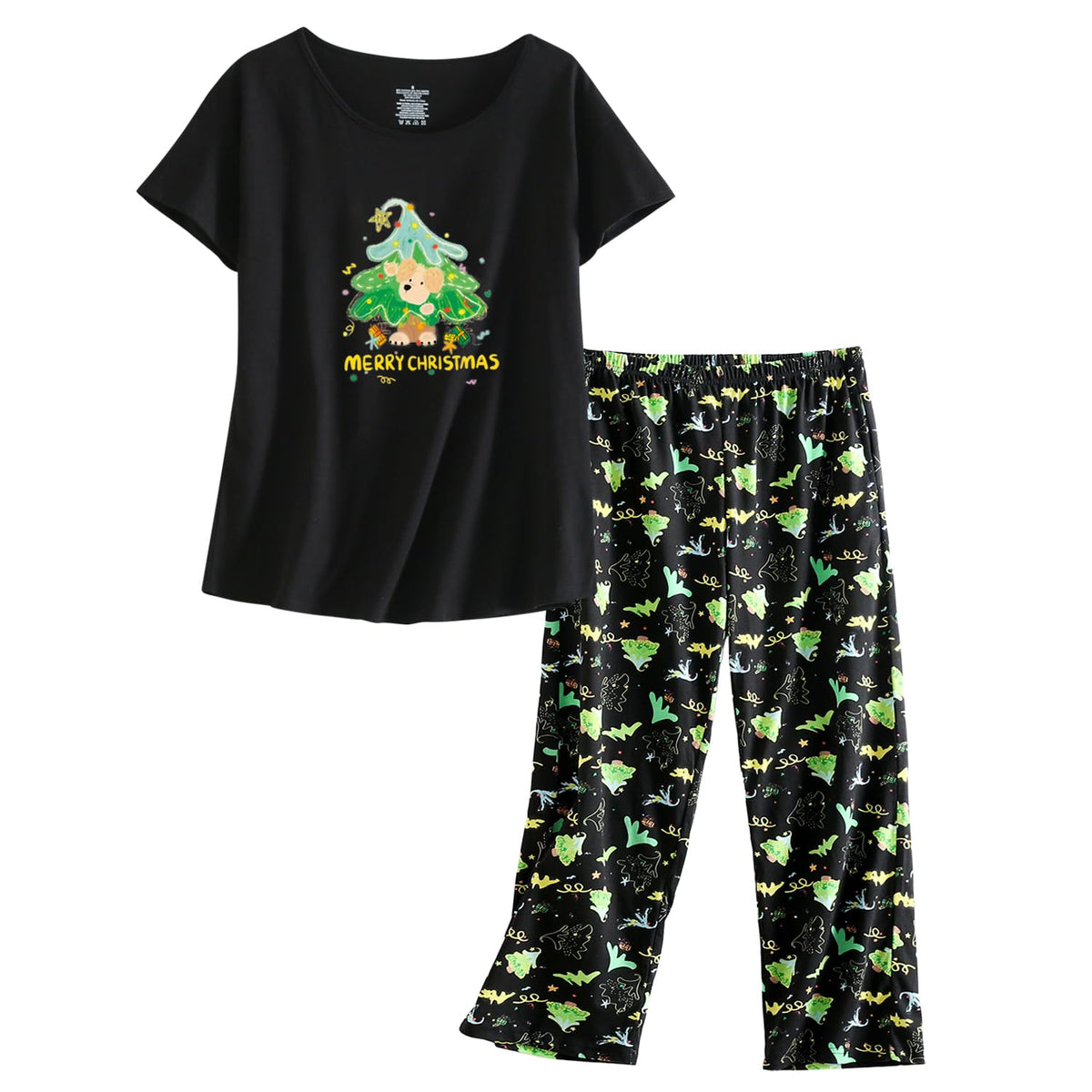 Inadays Womens Pajama Sets Cotton Short Sleeve Top With Capri Pants Pjs