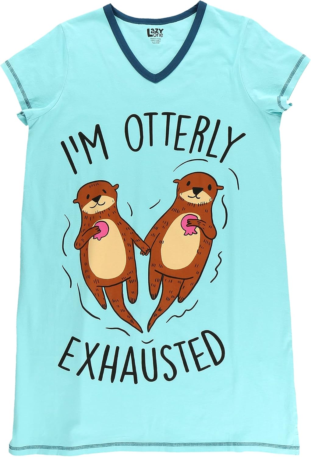 Lazy One Women's Novelty Cotton Nightgown, Cute V-neck Womens Sleep Shirts