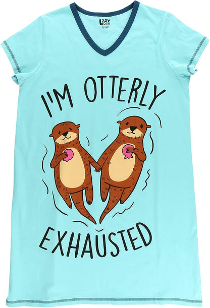 Lazy One Women's Novelty Cotton Nightgown, Cute V-neck Womens Sleep Shirts