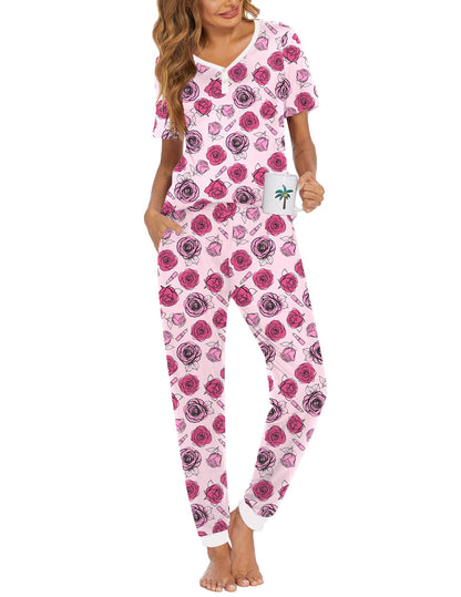 Ekouaer Pajamas for Women Set 2 Piece Short Sleeve Fall Pjs with Pockets