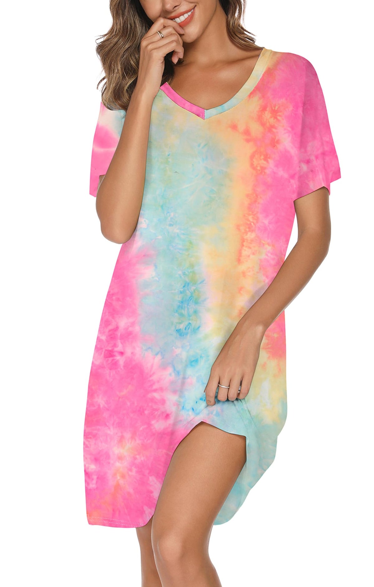 Nightgowns for Women Soft Cotton Sleep Shirts Short Sleeve Sleepwear