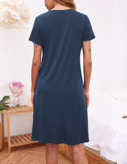 Ekouaer 2 Pack Nightgowns for Women Button Down Sleepshirts Night Gowns