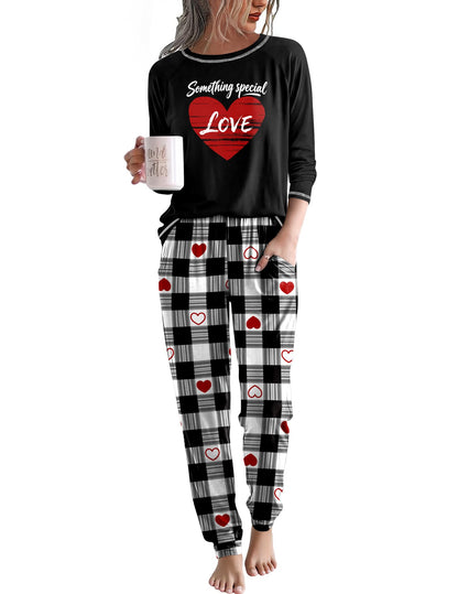 Ekouaer Women Pajama Sets Jogger Sleepwear Printed Lounge Set with Pockets