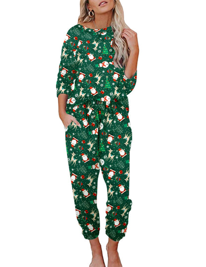 Ekouaer Womens Pajamas Set Long Sleeve Loungewear Soft Joggers with Pockets