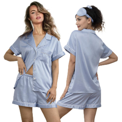 WJing Yi Jia 5Pcs Womens Soft Satin Pajama Set XS-4XL Button-Down Silk Pajamas Floral Sleepwear Bridal Pjs Lounge Pj Sets