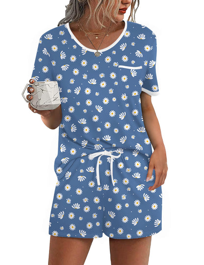 Ekouaer Pajamas for Womens Set 2 Piece Soft Sleepwear, Chest Pocket