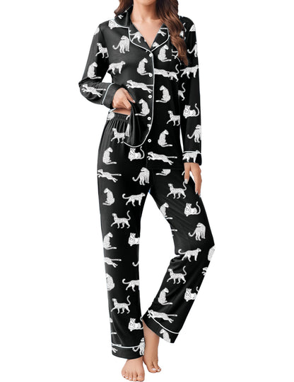 Ekouaer Womens Pajamas Set Button Down Long Sleeve Top & Pants Lounge Sets
