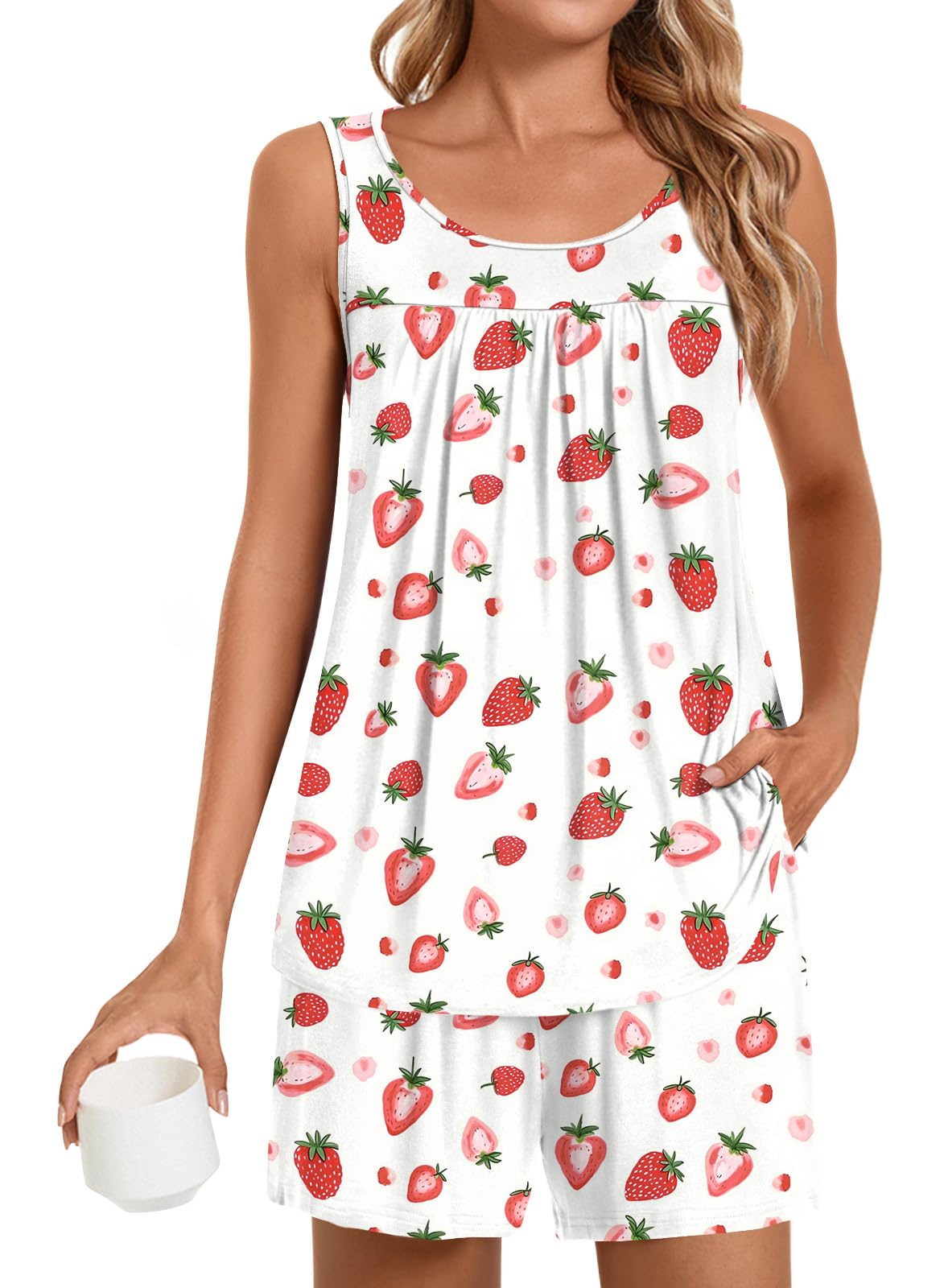 POPYOUNG Pajama Set for Women Summer 2 Piece Lounge Shorts Sets Sleepwear