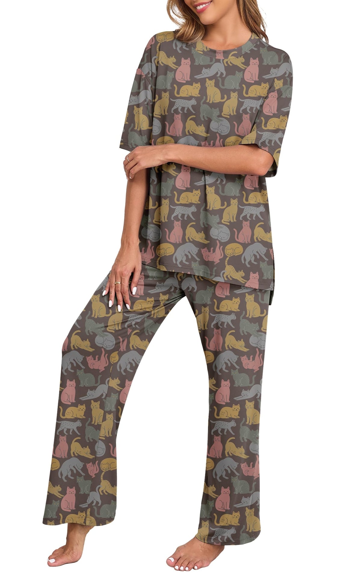 PrinStory Pajamas for Women Soft Pjs Lounge Set S-4XL