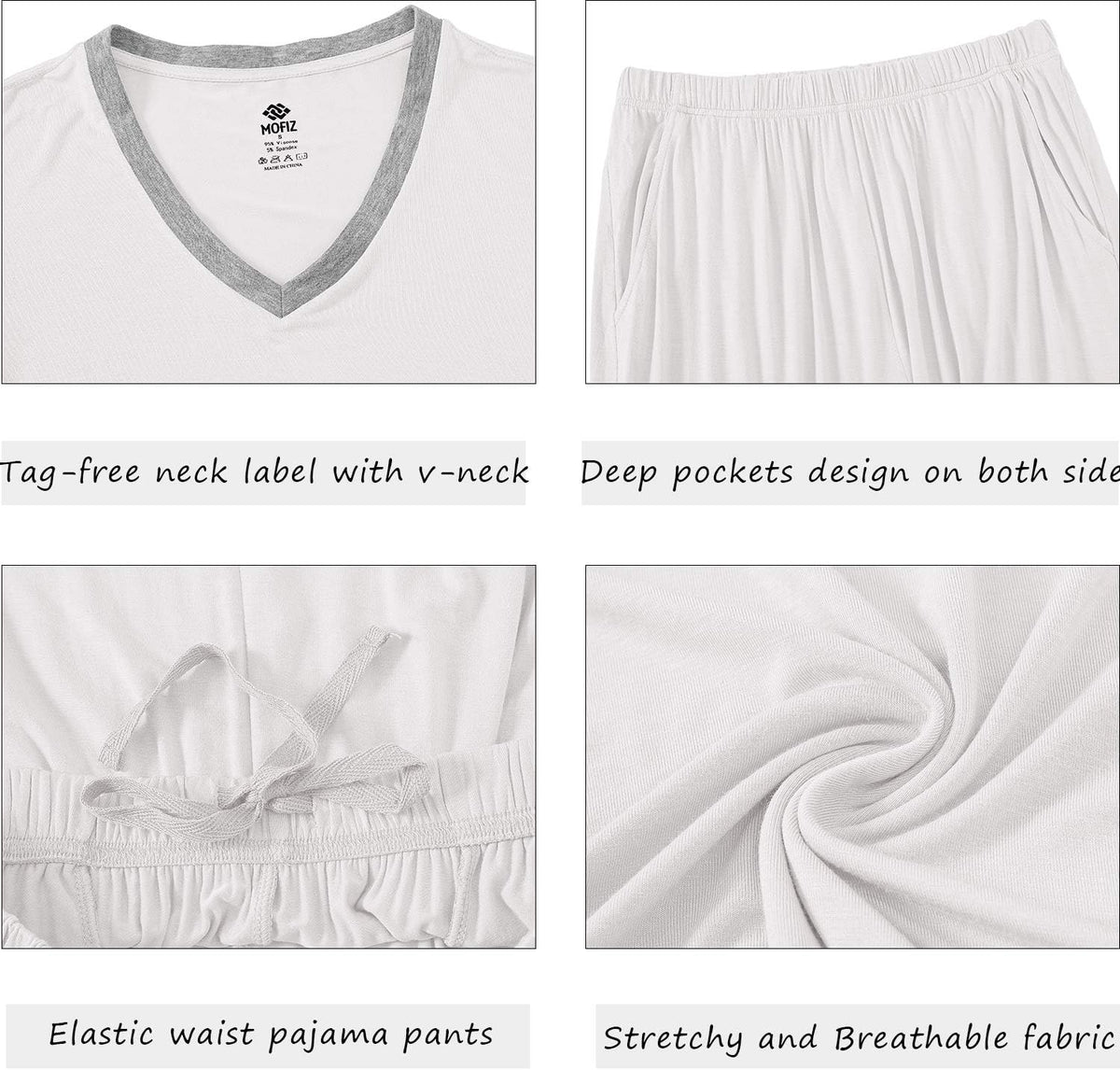 JINSHI Women's Pajamas Set Short Sleeve Top and Capri Pants Lightweight Sleepwear Comfy Pjs Lounge Set with Pockets