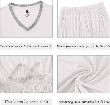 JINSHI Women's Pajamas Set Short Sleeve Top and Capri Pants Lightweight Sleepwear Comfy Pjs Lounge Set with Pockets