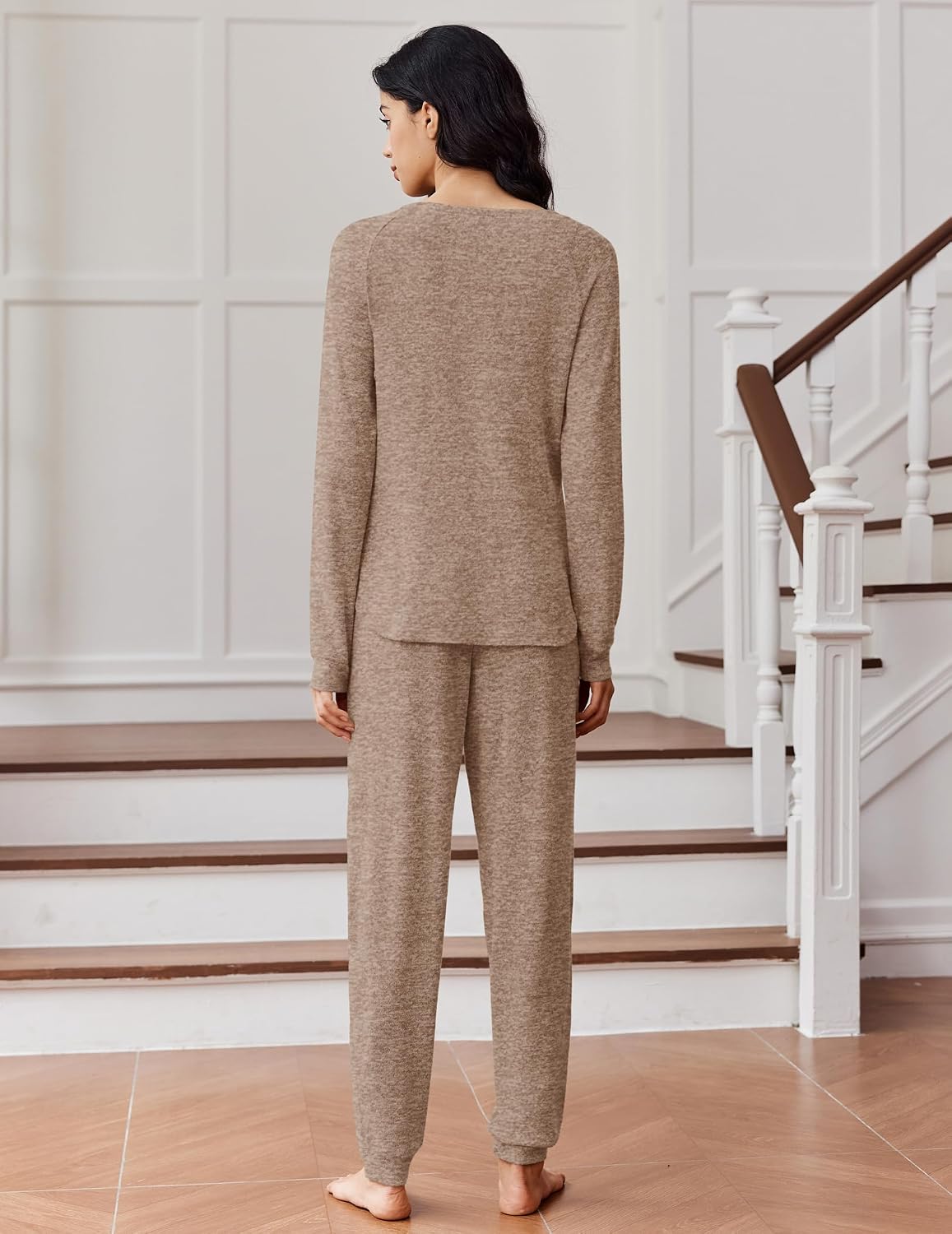 Ekouaer Womens Pajamas Set Long Sleeve Loungewear Soft Joggers with Pockets
