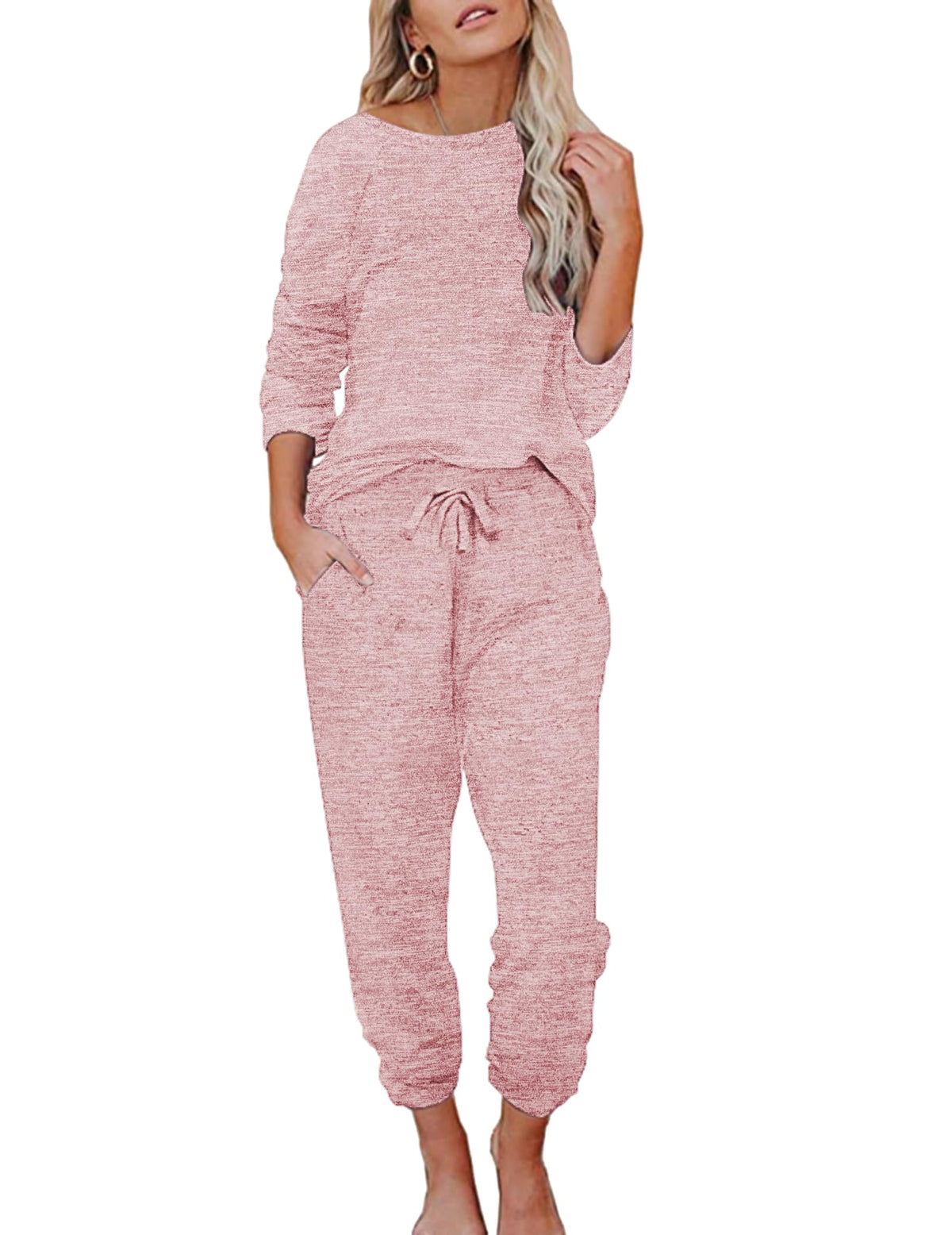 Ekouaer Womens Pajamas Set Long Sleeve Loungewear Soft Joggers with Pockets